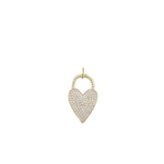 Gold pavé heart lock charm with twisted handle on large clasp

