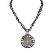 love lisa enchanted fairy coin necklace on dual gunmetal chain