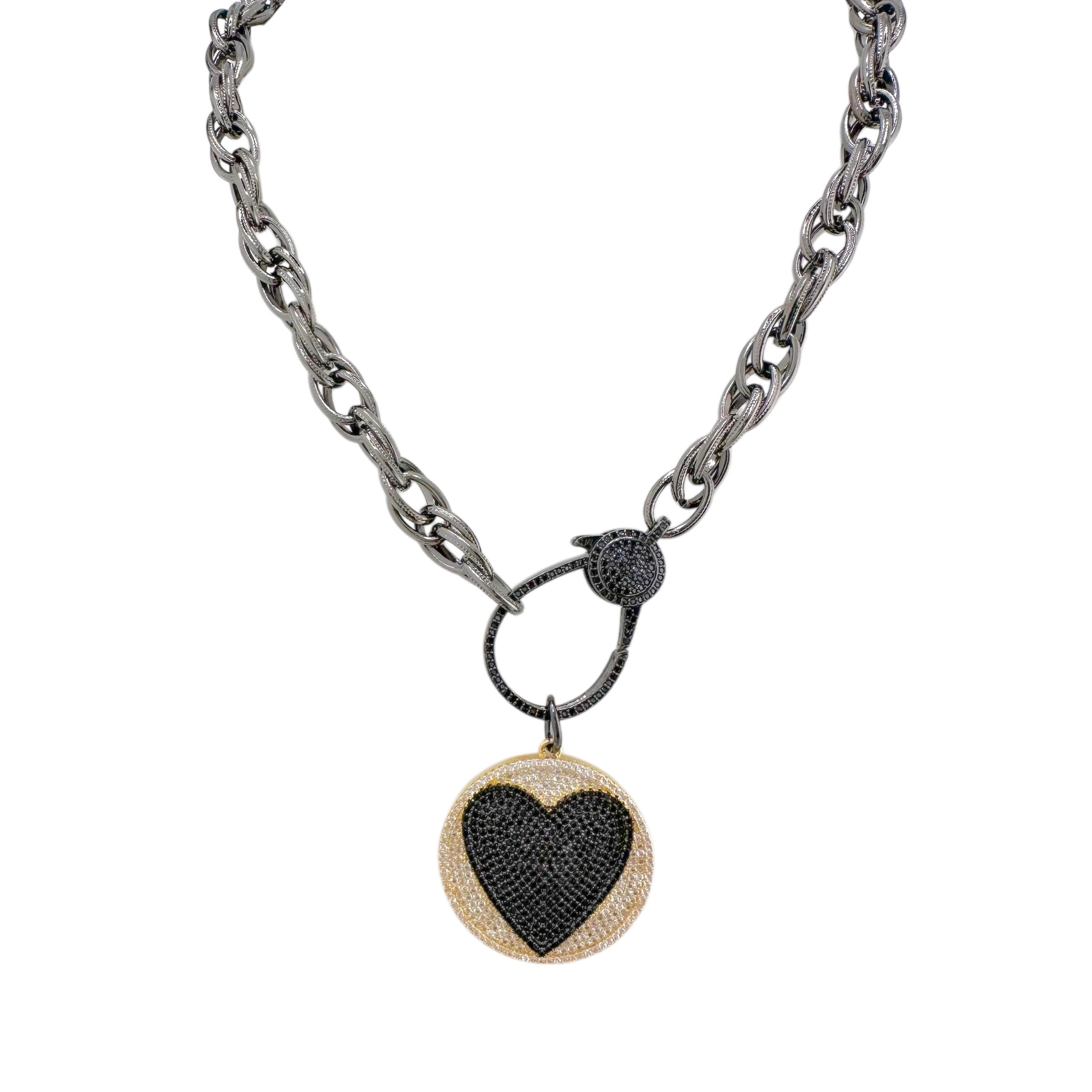 Shelly Charm Keeper Necklace – Gold or Silver Pavé Link Chain