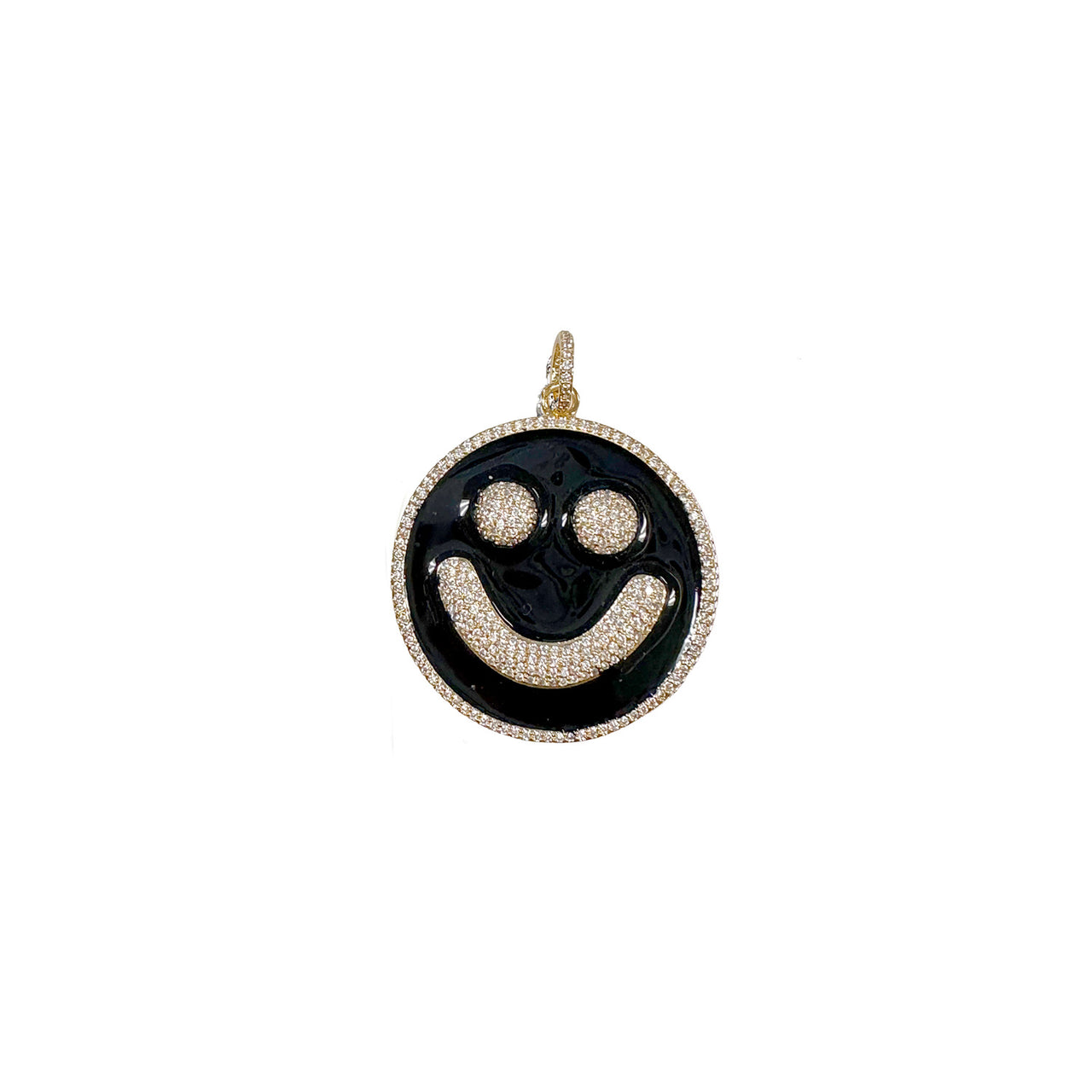 black smile enamel charm with gold clasp