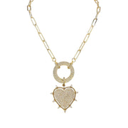 gold stellar heart charm necklace with pavé pendant by love lisa


