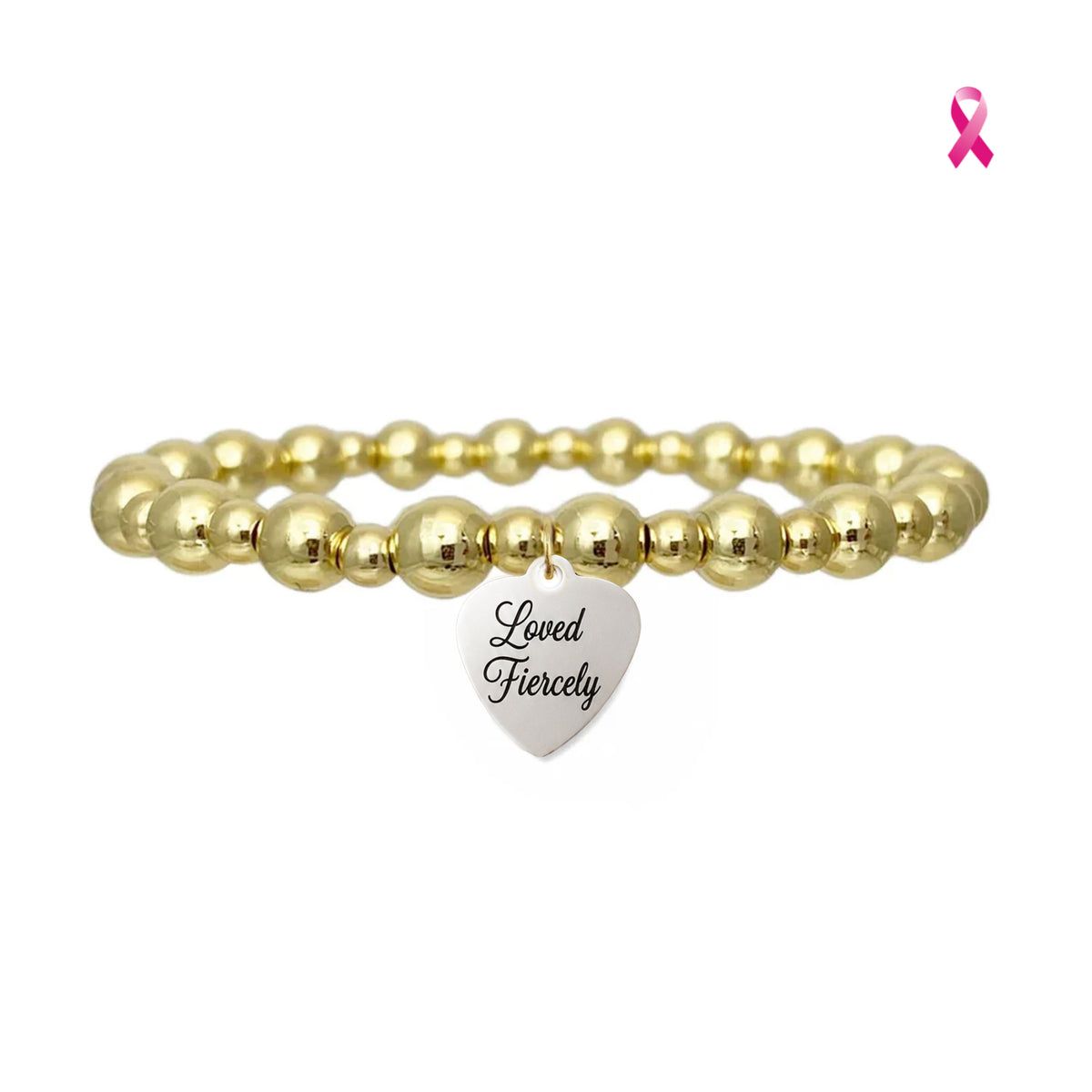 Loved Fiercely Breast Cancer Awareness Bracelet