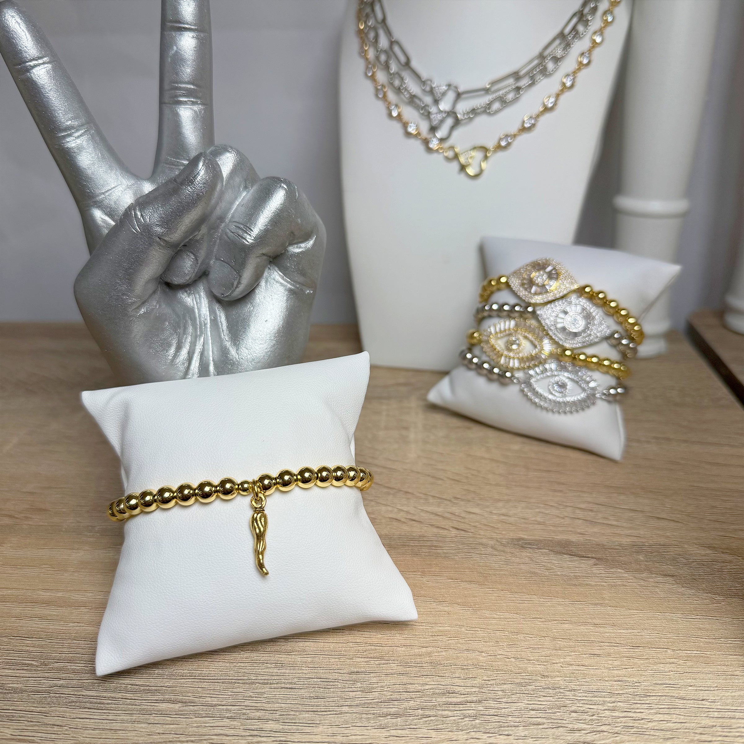 Lucia Italian Horn Cornicello Bracelet in Silver or Gold | Love Lisa