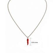 Lucia red and silver Italian horn necklace with small red enamel horn pendant on silver chain