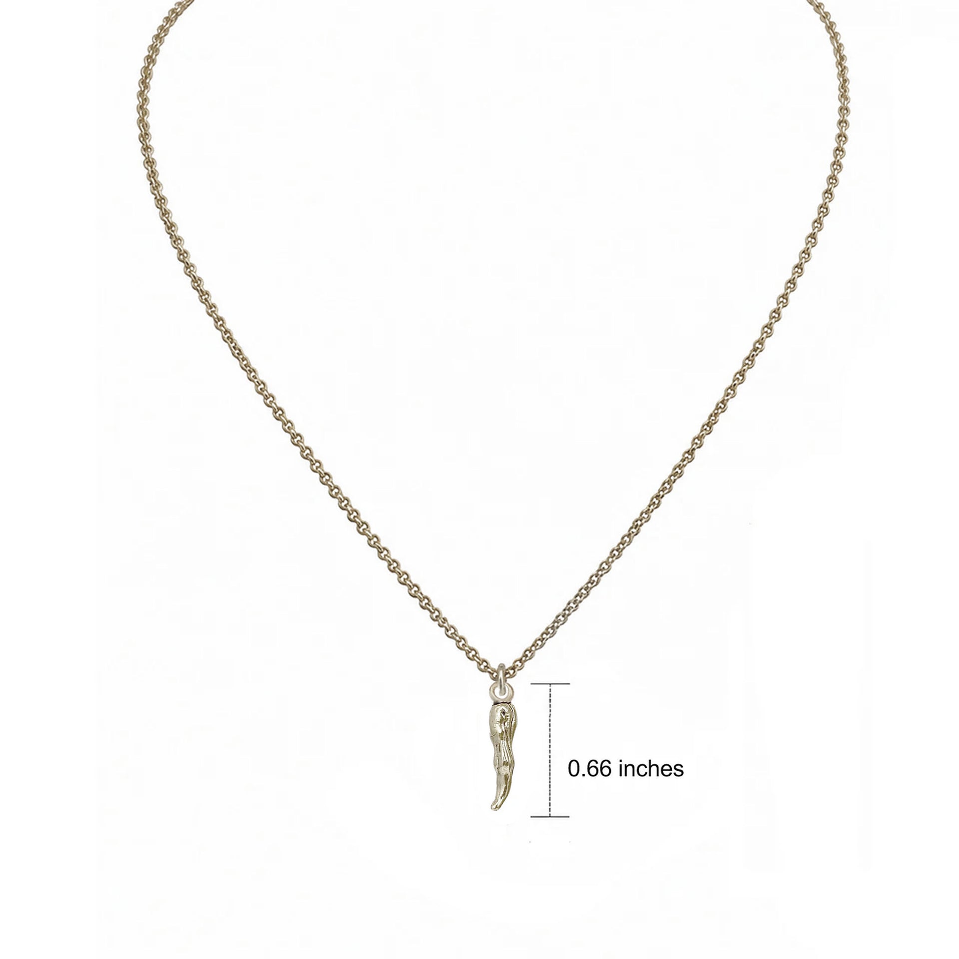 lucia silver Italian horn necklace with polished gold horn pendant on delicate silver chain
