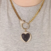 love lisa layered necklace look with luna love heart disc charm gold black pave charm