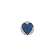 Silver-tone heart disk charm with rhinestone detailing