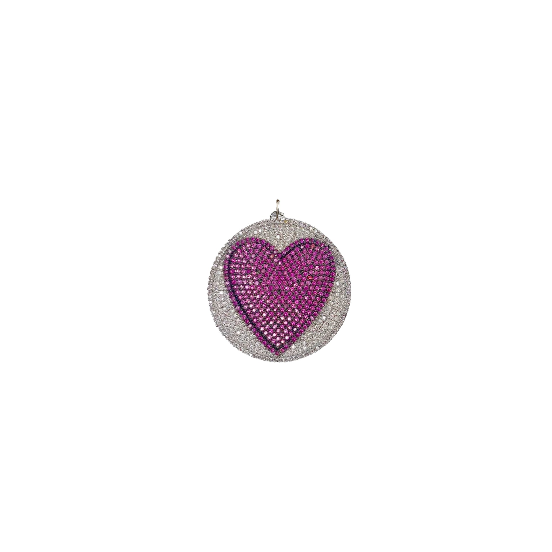 luna love heart disc charm silver pink pave heart charm for clasp necklaces