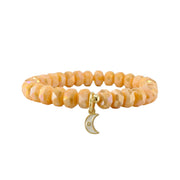 Luna Luxe Moon Charm Crystal Beaded Bracelet in orange with faceted rondelle beads and crescent moon charm