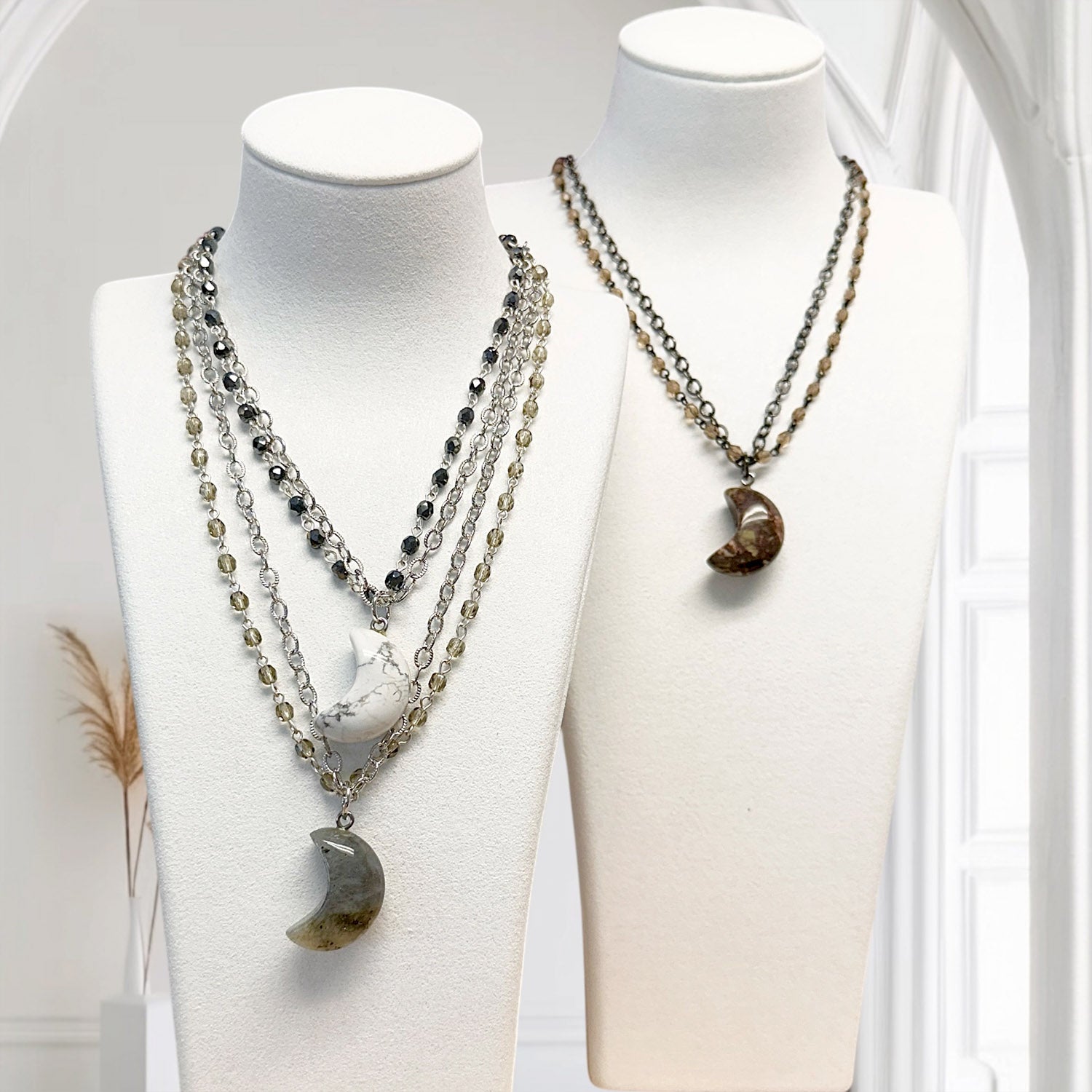 Love Lisa Luna Worry Stone Moon Necklace display