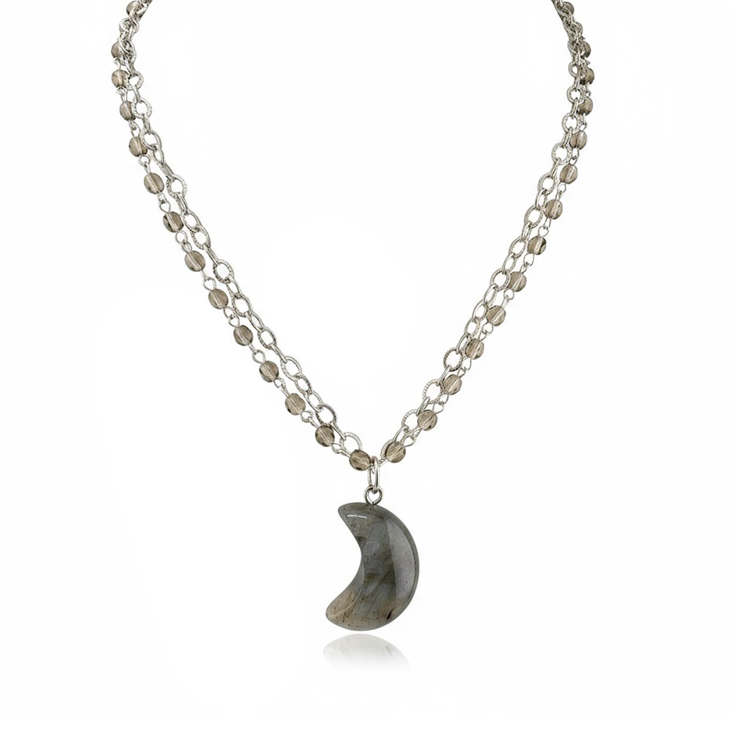 Love Lisa Luna Worry Stone Moon Necklace gray labradorite gemstone pendant
