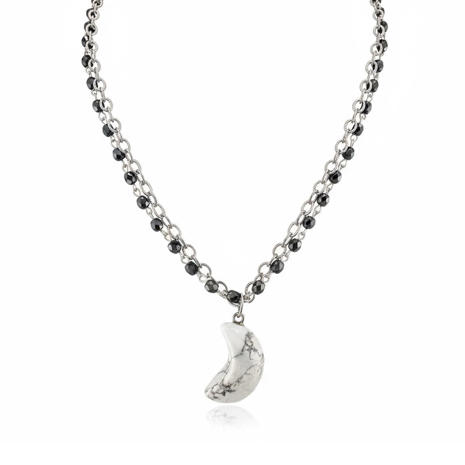 Love Lisa Luna Worry Stone Moon Necklace white howlite gemstone pendant