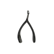 Black Luxe Wishbone Sparkle Charm with jet black crystals and glossy finish