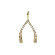 Gold Luxe Wishbone Sparkle Charm with pavé CZ crystals, photographed on white background