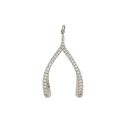 Silver Luxe Wishbone Sparkle Charm with clear cubic zirconia stones in wishbone design