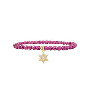 Madison little Star of David charm bracelet beetroot crystal beaded Judaica jewelry