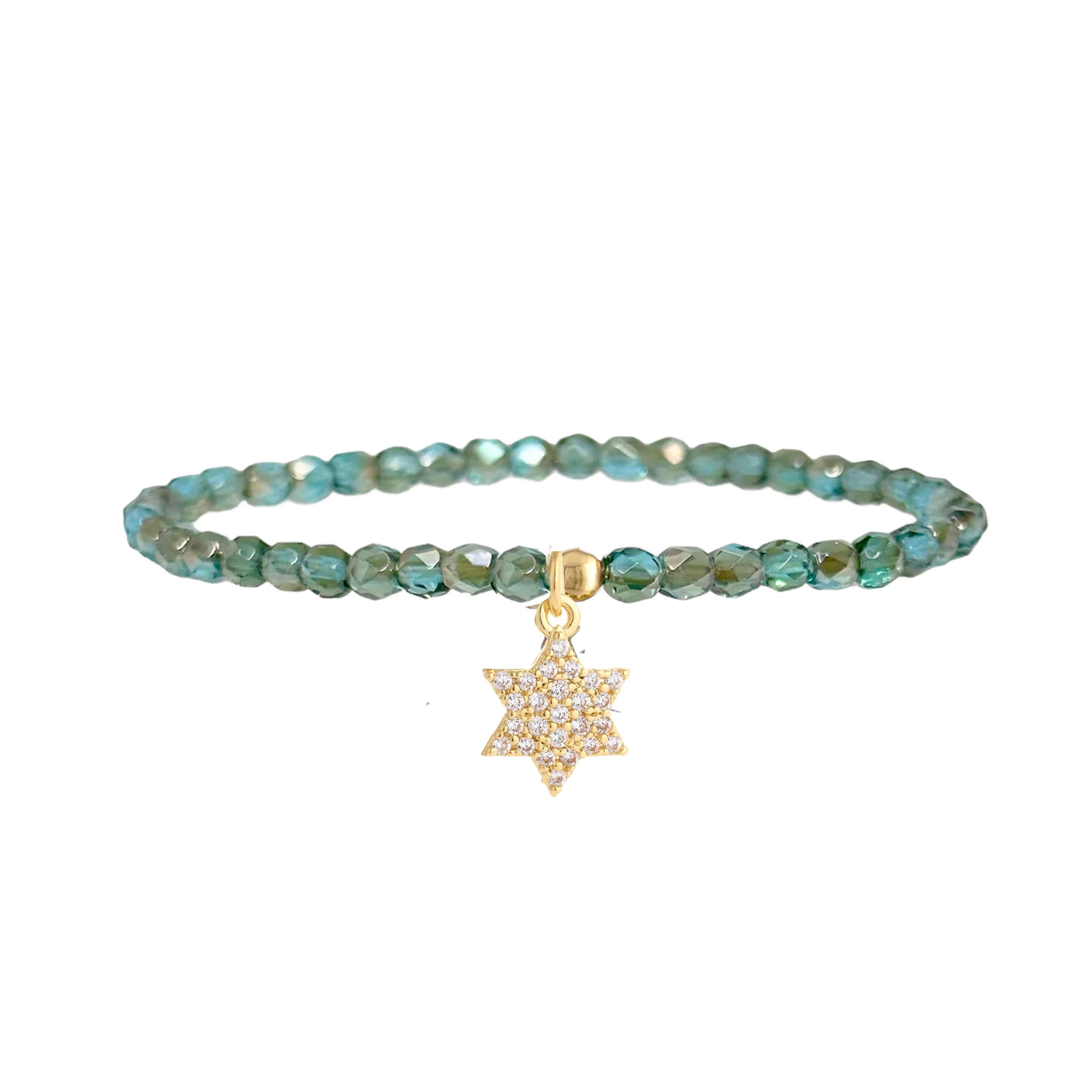 Madison little Star of David charm bracelet blue perennial crystal beaded Judaica jewelry