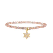Madison little Star of David charm bracelet crystal rose crystal beaded Judaica jewelry