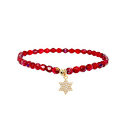 Madison little Star of David charm bracelet fiery red crystal beaded Judaica jewelry