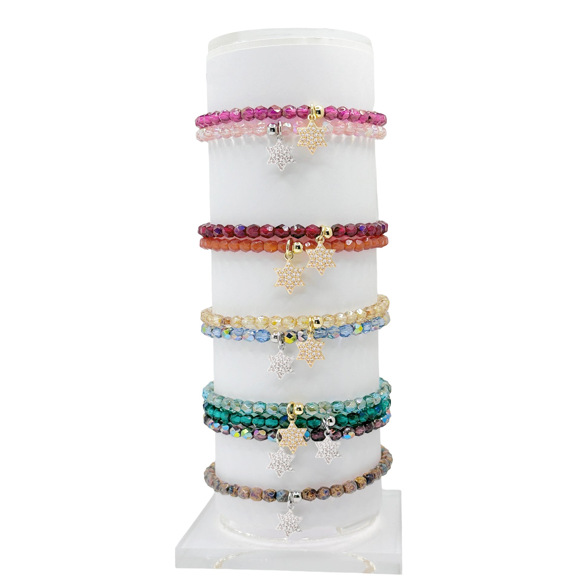 Love Lisa Madison little Star of David charm bracelet color options crystal beaded bracelet display