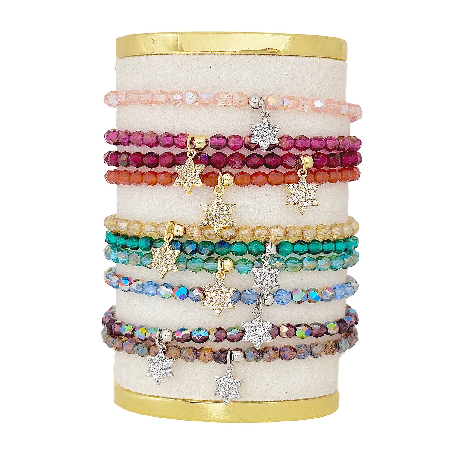 Love Lisa Madison little Star of David charm bracelet color options crystal beaded bracelet display