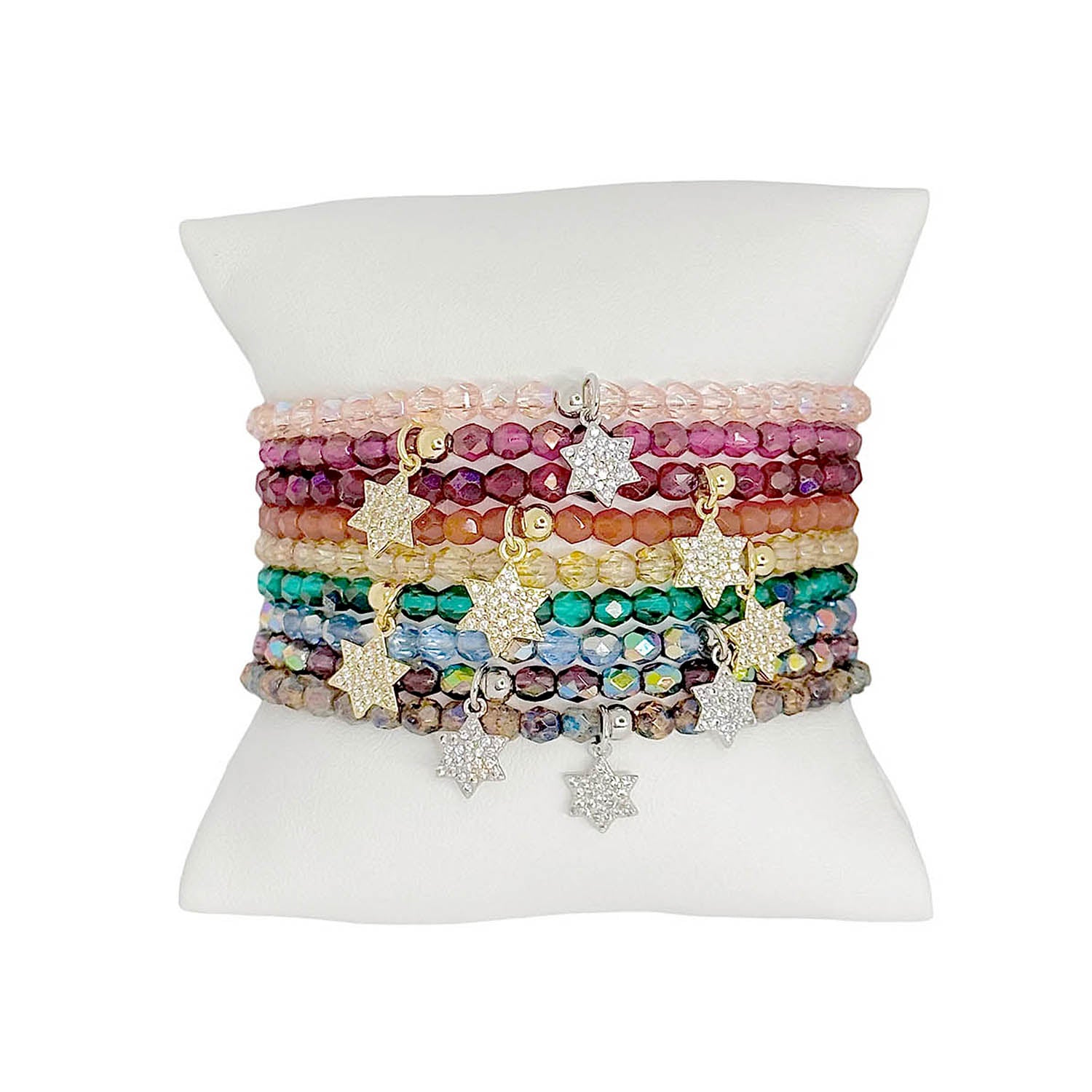 Love Lisa Madison little Star of David charm bracelet crystal beaded stack Judaica jewelry