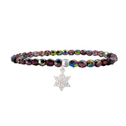 Madison little Star of David charm bracelet purple crystal beaded Judaica jewelry