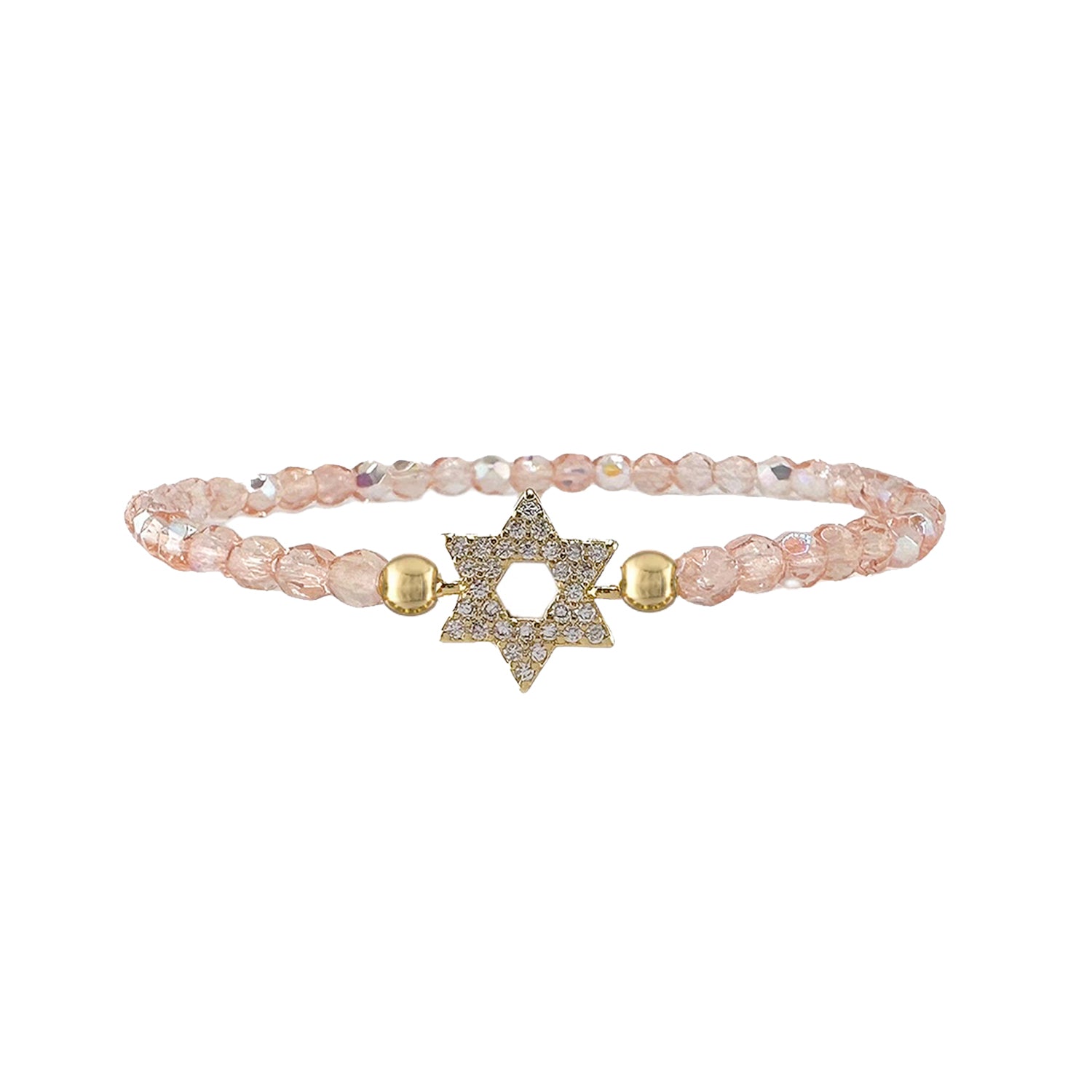 madison star of david bracelet crystal rose beads with pave star charm