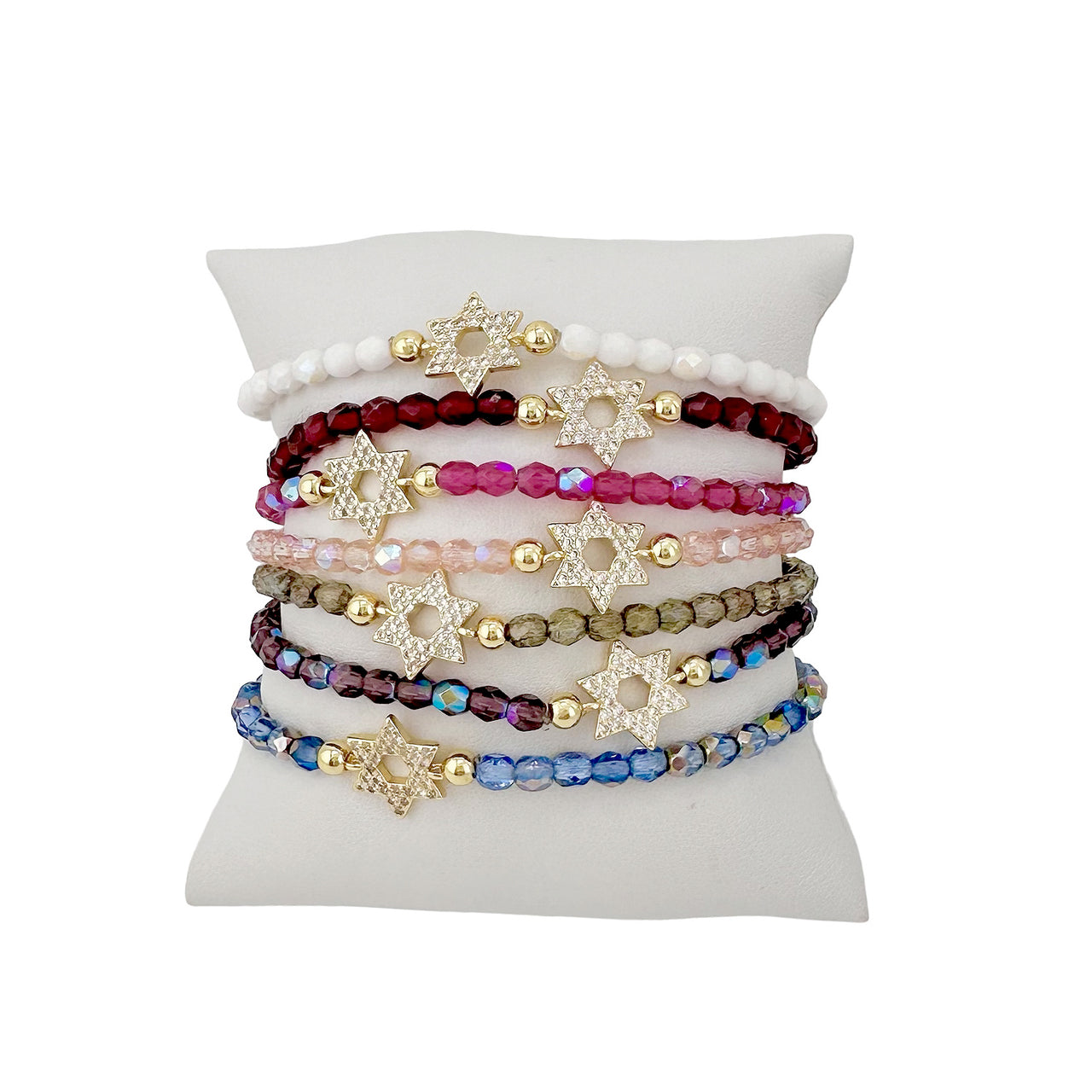 love lisa madison star of david bracelet multi color crystal stack with pave star charm