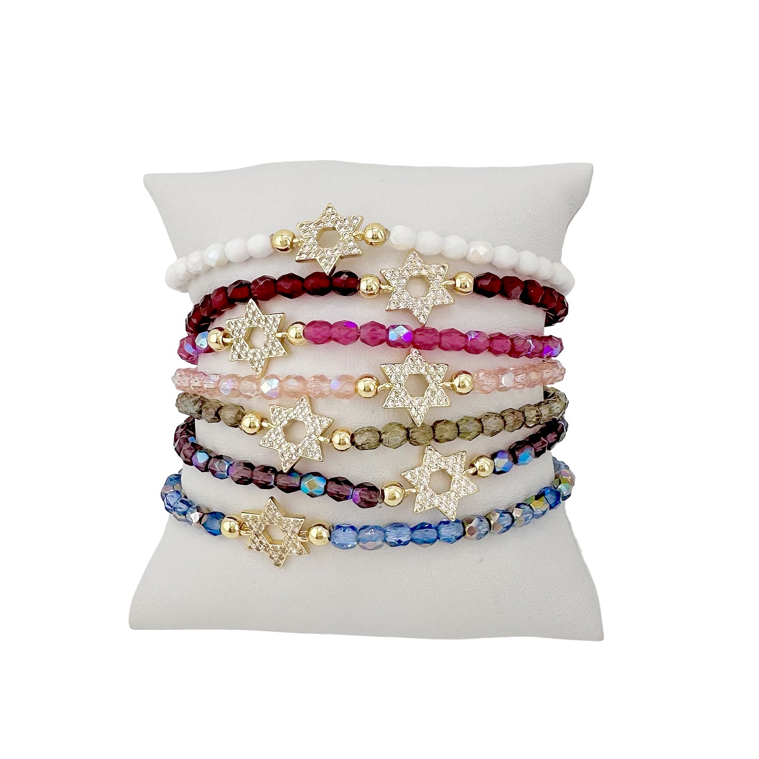 love lisa madison star of david bracelet multi color crystal stack with pave star charm