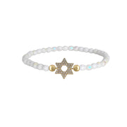 madison star of david bracelet white beads with pave star charm