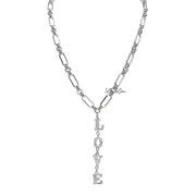 maeve love drop necklace silver vertical pave love pendant polished link chain