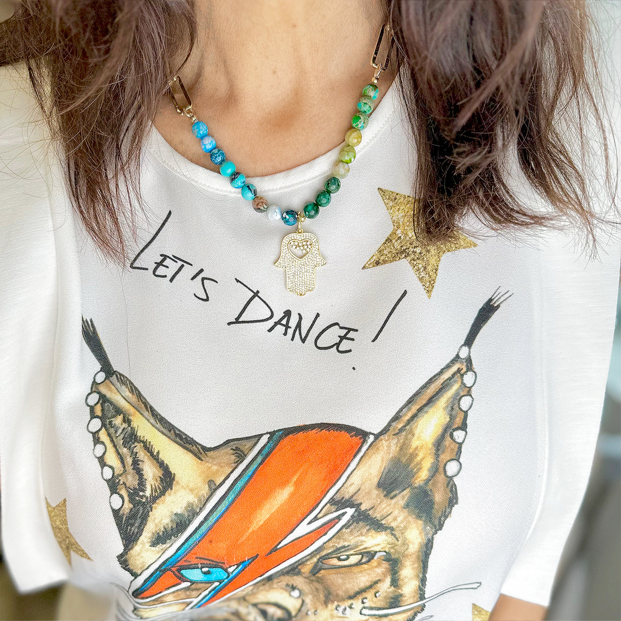 Love Lisa Margo Charm Necklace lifestyle green beads