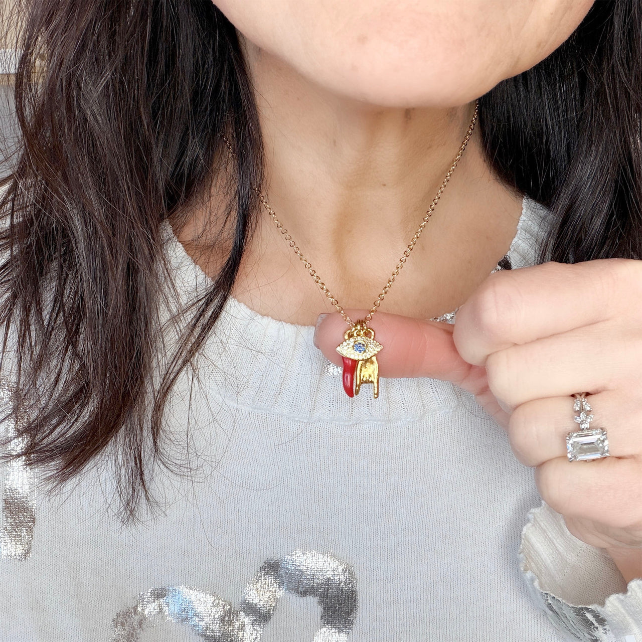 Mariano Italian Horn Delicate Charm Necklace