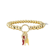 Love Lisa Mariano love protection bracelet gold with red Italian horn heart and hand charms