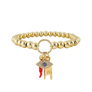 Mariano Italian hand and eye protection bracelet with gold beads and symbolic charms