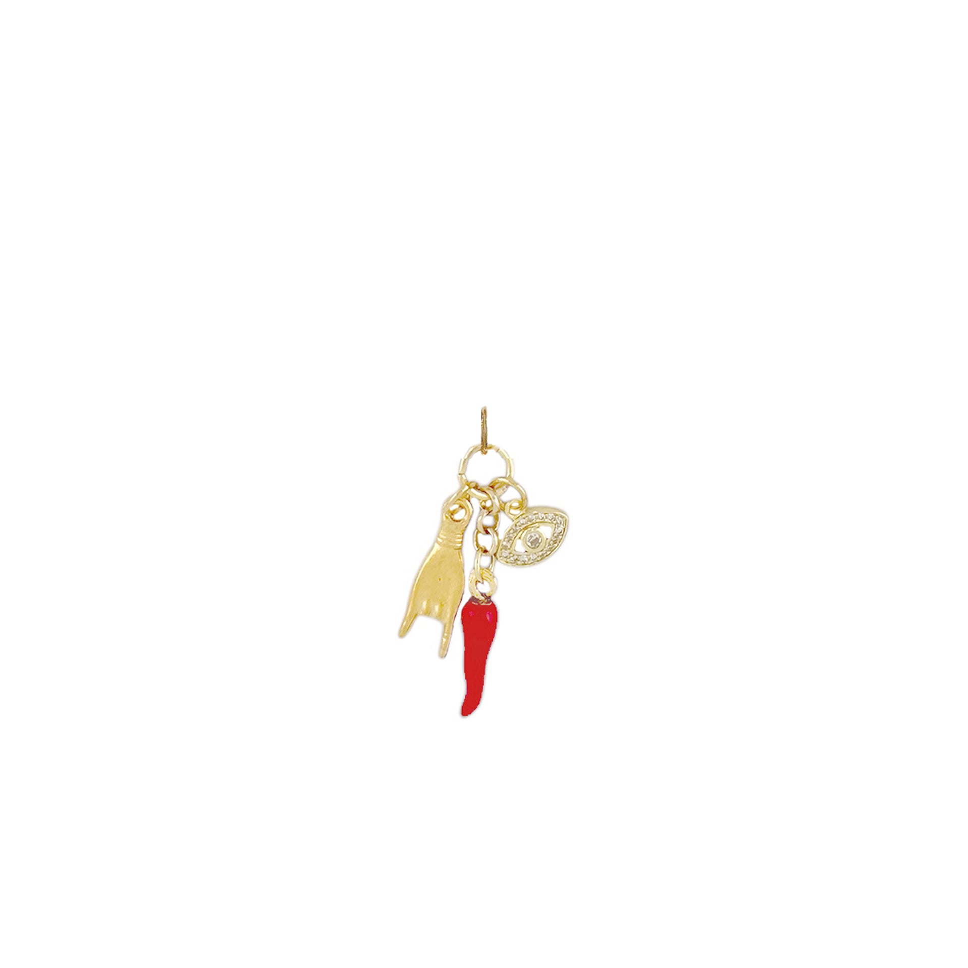 Love Lisa mariano italian horn charm gold red cornicello mano cornuta crystal evil eye charm