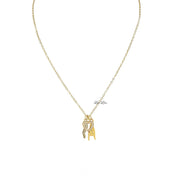 Love Lisa Mariano Italian horn delicate protection charm necklace pave Italian horn heart mano protective charm necklace in gold