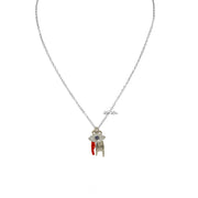 Love Lisa Mariano Italian horn delicate protection charm necklace red Italian horn evil eye mano protective charm trio in silver 