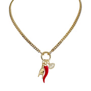 love lisa mariano italian protection charm necklace gold curb chain cornicello evil eye mano charm jewelry