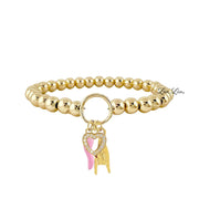 Mariano love protection bracelet gold with light pink Italian horn heart and hand charms