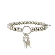 Mariano love protection bracelet silver with white Italian horn heart and hand charms