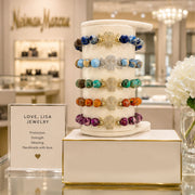 Love Lisa Marina Skull Gemstone Bracelets displayed in colorful sea sediment jasper bead styles with pavé skull charms