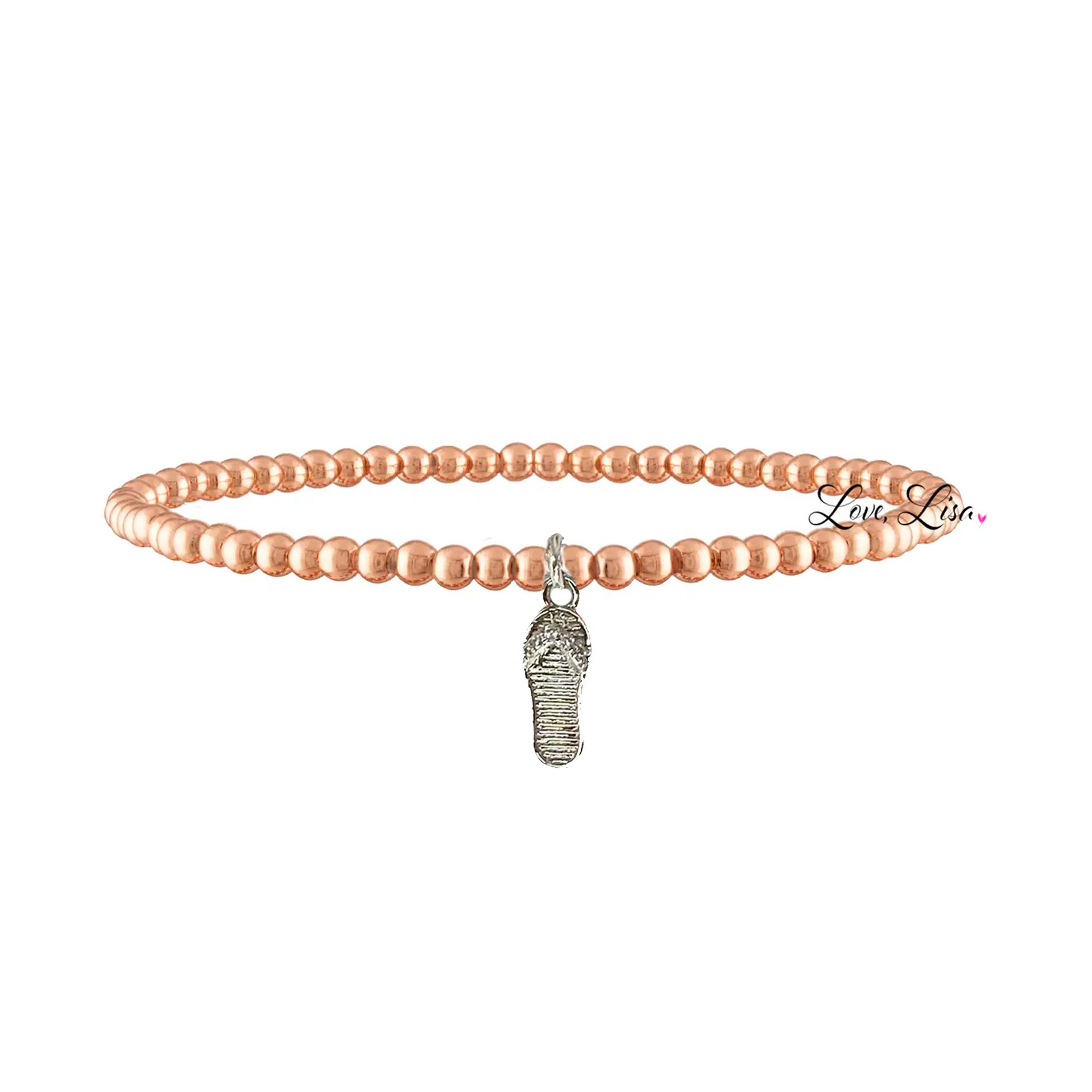 marni tiny flip flop anklet rose gold beaded ankle bracelet