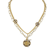 Love Lisa Martina Blessed Mother cross necklace layered gold tone faith jewelry