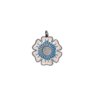 Martina Flower Charm in silver with light blue and white enamel petals and pavé stones