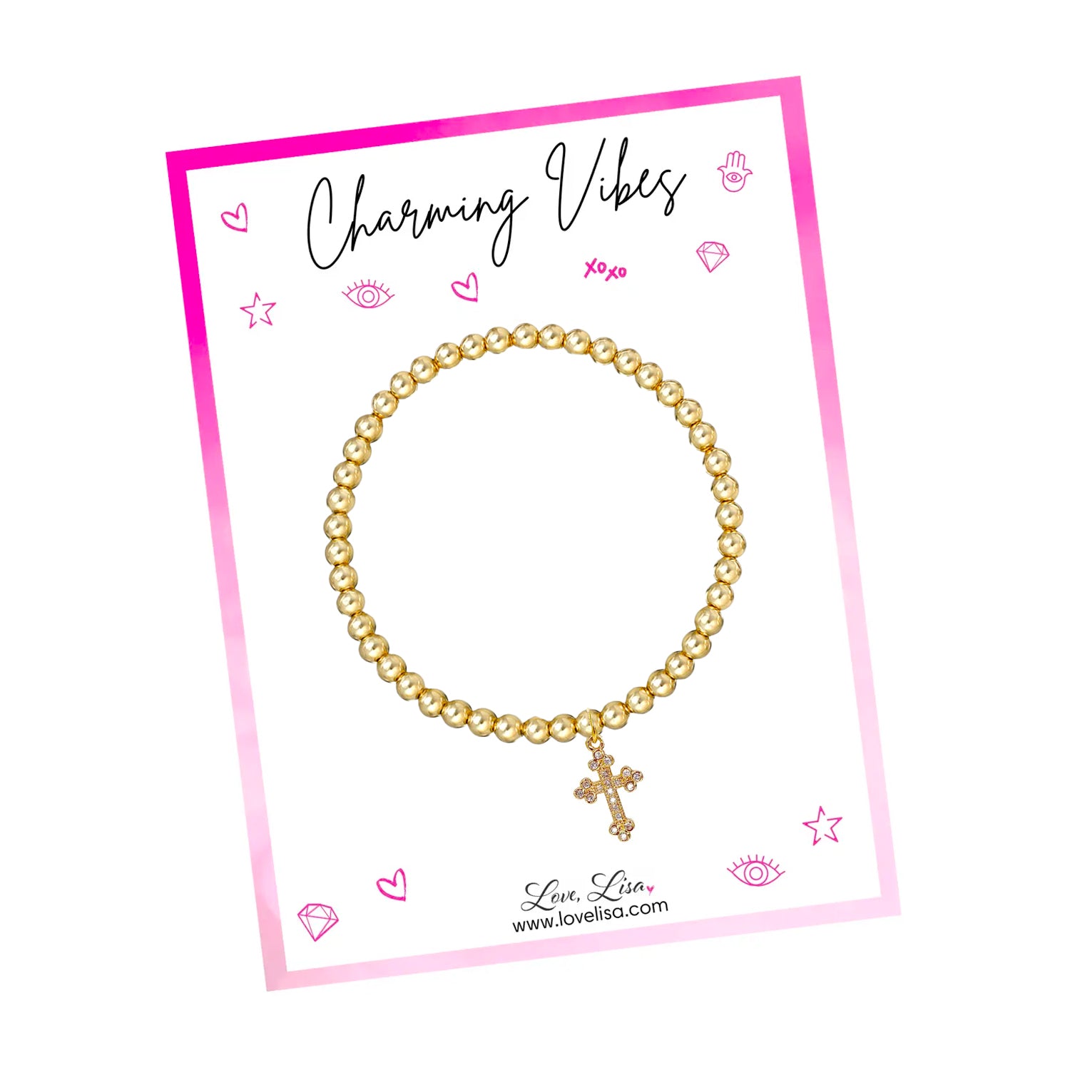 mary diamond cross bracelet packaging card display gold version love lisa