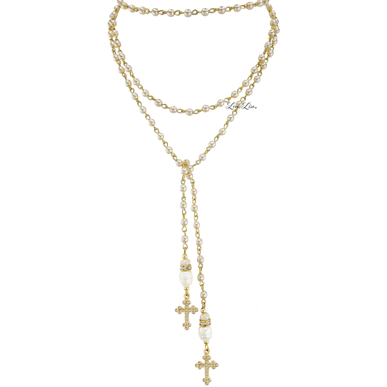 Mary Cross Lariat Necklace