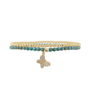 mary rockstar 3mm gold beaded anklet with butterfly charm for women