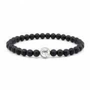 Matteo Men’s Padre Pio Gemstone Bracelet in Matte Black Onyx with silver-tone Padre Pio medal